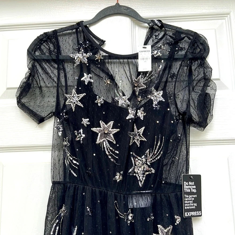 brand new with tags Express sheer dress with built in bikini bodysuit. size XS. - Picture 1 of 5